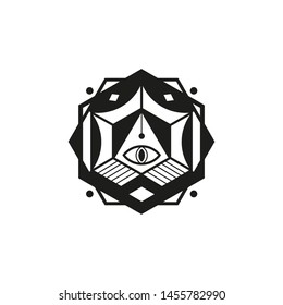 Geometric Ornaments. Geometric alchemy symbol. Abstract occult and mystic signs.