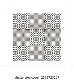 Geometric ornaments formed by squares and circles are beautiful and elegant. For graphic source elements