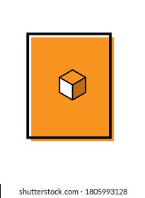 Geometric orthogonal cube, Memphis style design background template graphics