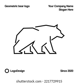 Geometric outline bear logo design vector