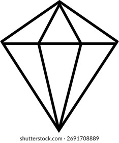 Esquema geométrico de una piedra preciosa de diamante con facetas afiladas y líneas limpias icono