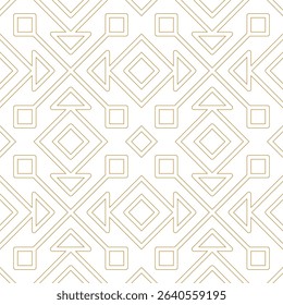 Geometric Outline Diamond and Square Shape Seamless Golden Pattern Illustration