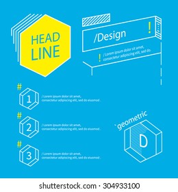 Geometric outline elements  in perspective. Graphic design for infographics, website.
