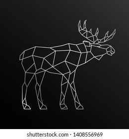 Geometric outline of elk. Side view. Vector illustration of a wild moose.