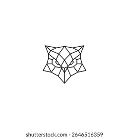 Esquema geométrico da cabeça de coruja. Moderno desenho de arte de linha de pássaro coruja. Cabeça de beleza de pássaros. Símbolo da tecnologia. Pássaro para logotipo ou sinal, símbolo, logotipo. Resumo, animal, arte, pássaro, preto, design criativo.