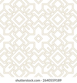 Geometric Outline Seamless Diamond Pattern Golden Line Style Texture