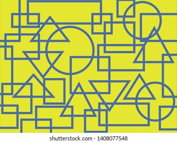 geometric outline shape random on lime background