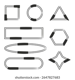 Geometric outline shapes. Linear form collection. Vector symbol set. Abstract design elements.