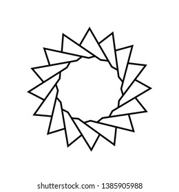 Geometric Outlined Minimalist Sun Logo. Clean And Edgy Design. Used Is As Frame And Put The Initial Of Your Business In The Space.