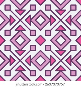Geometric Outlined Pink Purple Diamond and Square Shapes Seamless Pattern