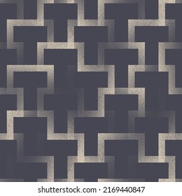 Geometric Overlap Intricate Lines Lattice Seamless Pattern Vector Abstract Background. Overlay Linear Complexity Maze Structure Repetitive Gray Wallpaper. Half Tone Graphic Continuous Art Illustration