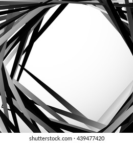 Geometric overlapping - intersecting shapes. Abstract grayscale illustration. Vector