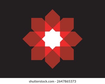 Geometrische überlappende Maroon Star Form mit weißem Zentrum Symboldesign