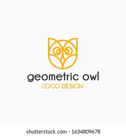 geometric owl logo design inspiration . circle owl logo design template . simple owl cat head
