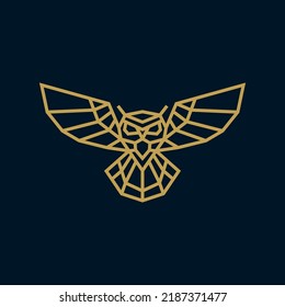 Plantilla vectorial de icono de logotipo de búho geométrico