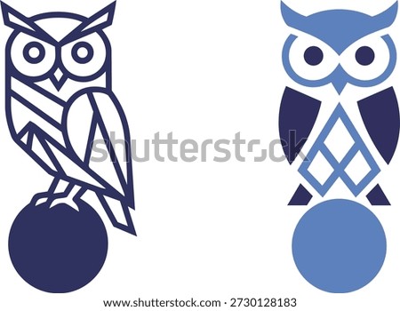 Geometric owl logo set for education, wisdom, and professional branding.