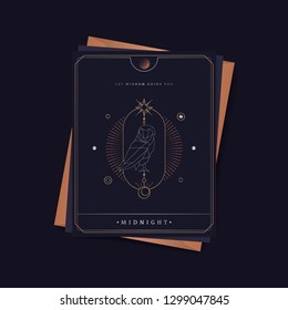 Geometric owl mystic symbol fortune card vector