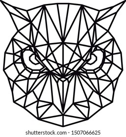 Geometric owl. Wild animal. Vector illustration. Head lines