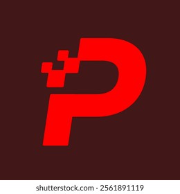 Geometric P Logo with Pixel Effect