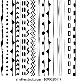 geometric paint pattern by hand on a white background. Traditional shapes in a new interpretation