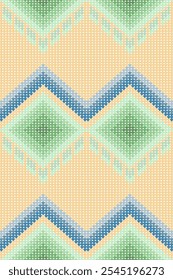 Geometric paisley abstract embroidery oriental traditional seamless knitted pattern. Native geometry decorative design for fabric, texture, knitting, sweater, cross stitch, crochet, fashion, printing