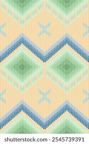 Geometric paisley abstract embroidery oriental traditional seamless knitted pattern. Native geometry decorative design for fabric, texture, knitting, sweater, cross stitch, crochet, fashion, printing