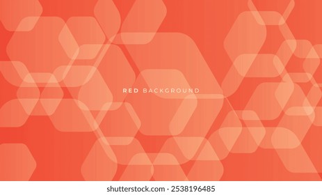 Geometrischer hellroter abstrakter Hintergrund. Sechseckige Formen mit Farbverlauf und Lichtkomposition. Modernes Design. Vektorgrafik