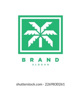 Geometrisches Logo der Palme auf rechteckigem Hintergrund