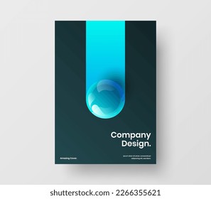 Geometric pamphlet A4 vector design layout. Trendy 3D spheres postcard illustration.