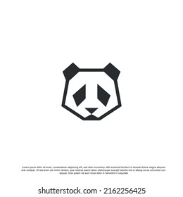 Plantilla vectorial de diseño del logotipo del oso panda geométrico.
