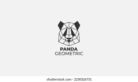 geometric panda lines vector logo design template