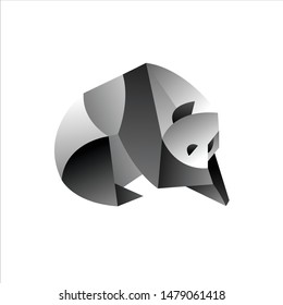 geometric  panda logo design, icon, vector, template, white background