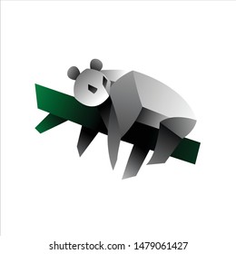 geometric  panda logo design, icon, vector, template, white background