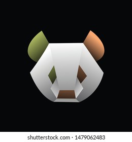 geometric  panda logo design, icon, vector, template, dark background