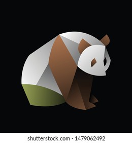geometric  panda logo design, icon, vector, template, dark background