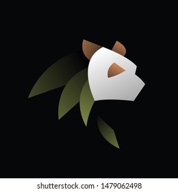 geometric  panda logo design, icon, vector, template, dark background