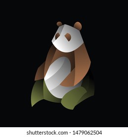 geometric  panda logo design, icon, vector, template, dark background