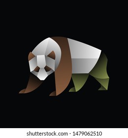 geometric  panda logo design, icon, vector, template, dark background