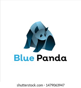geometric  panda logo design, icon, vector, template, white background