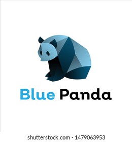 geometric  panda logo design, icon, vector, template, white background