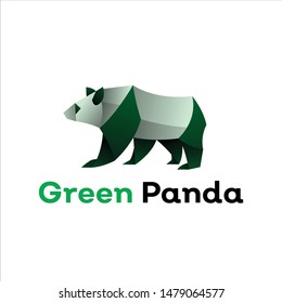 geometric  panda logo design, icon, vector, template, white background
