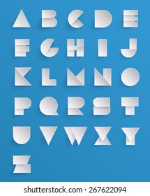 Geometric Paper Alphabet. Vector set