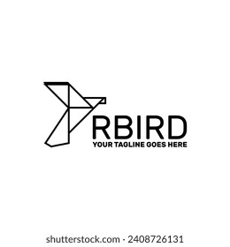 geometric paper bird line art logo template