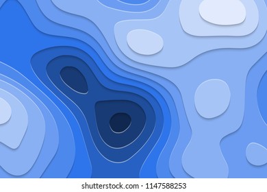 Geometric paper cut background, topography map cpncept. Vector illustration