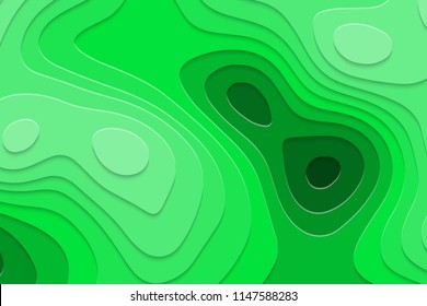 Geometric paper cut background, topography map cpncept. Vector illustration
