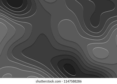 Geometric paper cut background, topography map cpncept. Vector illustration