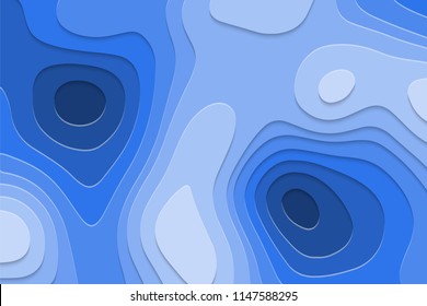 Geometric paper cut background, topography map cpncept. Vector illustration