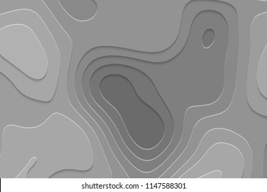 Geometric paper cut background, topography map cpncept. Vector illustration
