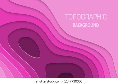 Geometric paper cut background, topography map cpncept. Vector illustration
