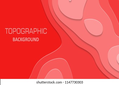 Geometric paper cut background, topography map cpncept. Vector illustration